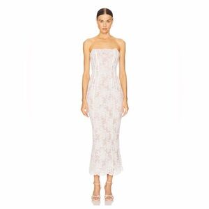 V. Chapman Strapless White Lace Column Gown